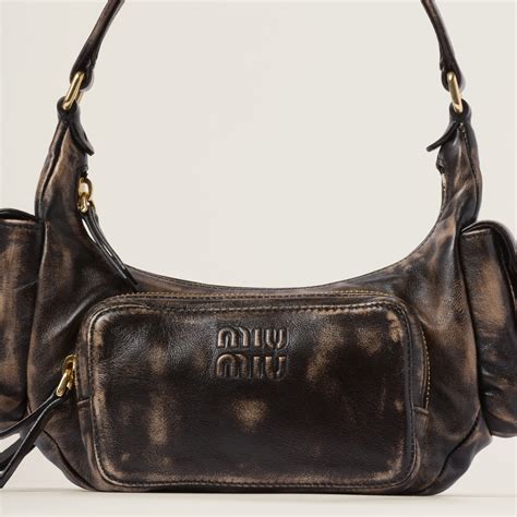 miu miu tan leather small shoulder bag